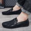 Summer New Men's Shoes Versatile Classic Printing Soft Leather Soft Sole One Pedal Doudou Shoes Trendy Shoes