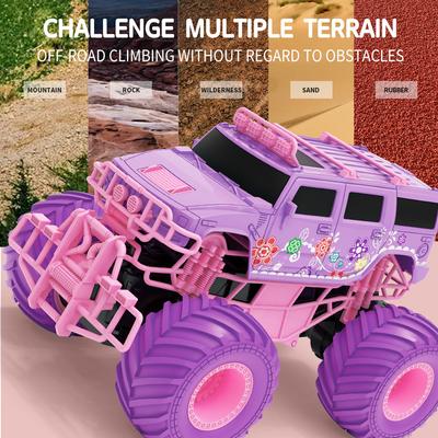 2204 Nuevo coche RC rosa, eléctrico, todoterreno, 2,4 G, rueda grande, alta velocidad, morado, control remoto, camión, juguetes para niñas.