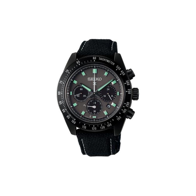 SEIKO 100 meters waterproof solar Quartz nylon strap men s watch black dial SBDL105 чёрный