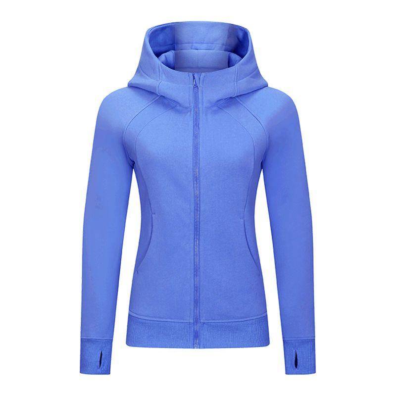 Waist-Tight Thin Yoga Wear Fall and Winter Running Jacket Workout Top Silm Hooded Cardigan Sweater Female Fleece-lined Thickened