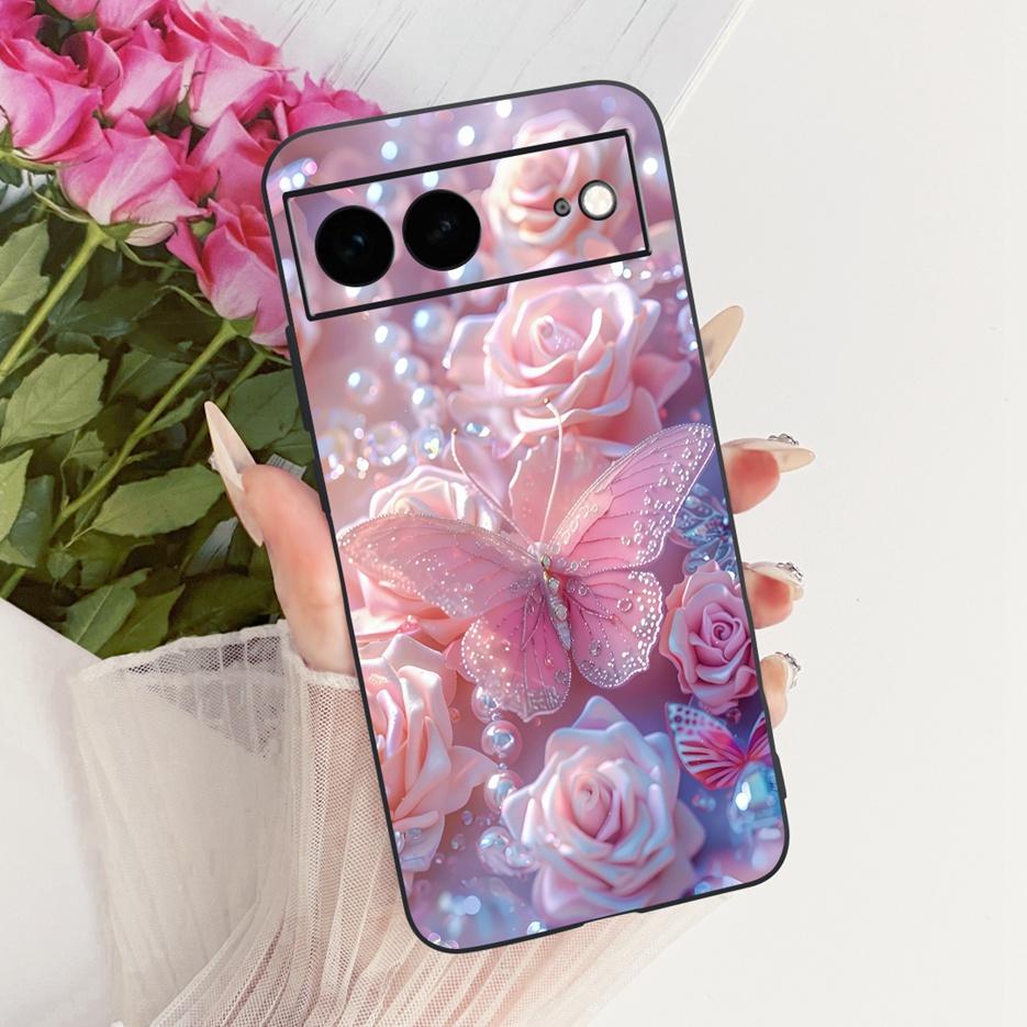 For Google Pixel 7A Case Pixel7 Pro Luxury Flower Butterfly Painted Cover Soft Silicone Case For Google Pixel 7 Pro Pixel7A Bags