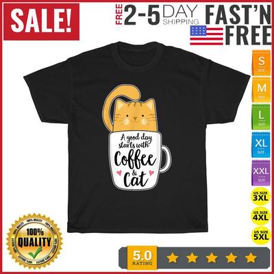 Lustige orange Katze Kaffeetasse Vintage T-Shirt Herrenmode 2023 Damen T-Shirt Kurz