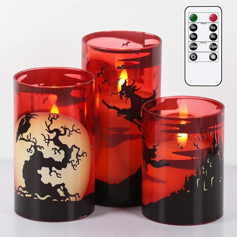 GenSwin Gray Glass Flameless Led Candles Battery Operated with Timer and 10-Key Remote, Real Wax Warm Light Candles Flickering for Wedding Festival