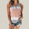 Women's Fashion Summer Loose Crewneck Temperament Short Sleeve Tie-dye Printed Vest Top