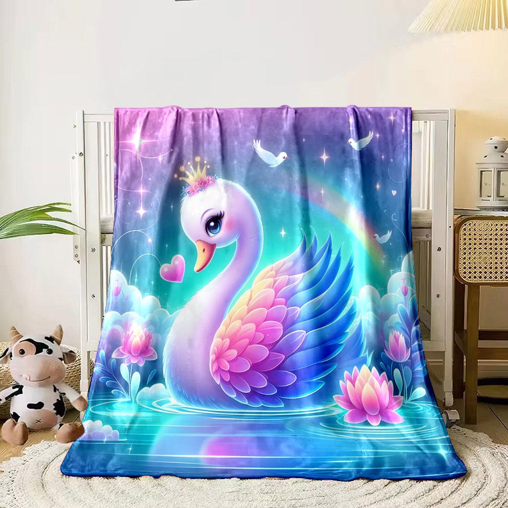Enchanted Crowned Swan Fantasy print blanket soft and cozy perfect for the living room bed sofa or a nap,gift