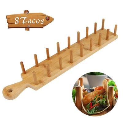 Stojak na Tacos Uchwyt na Tacos Taca na Tacos Stojak na Muszle do Tacos Materiał Drewniany Stojak na Tacos Akcesoria Kuchenne Można Myć w Zmywarce