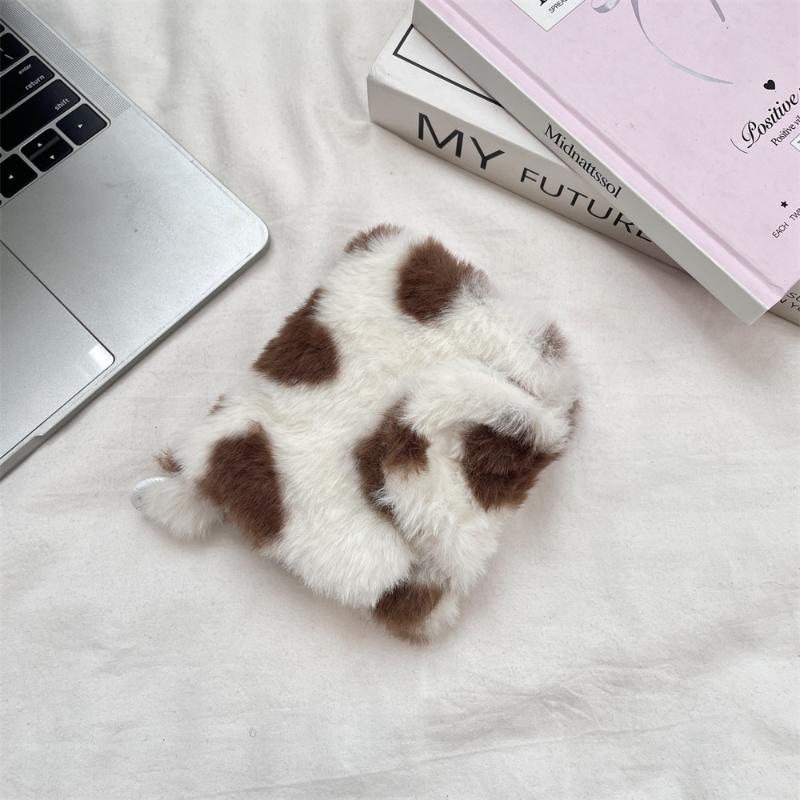 

Trendy Heart Print Plush Coin Bag Cute Small Wallet Earphones Storage Bag Id Cards Organizer For Girls Gift