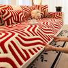 Autumn Winter Thick Striped Sofa Cushion Cozy Warm Non-Slip Sofa Cover For Living Room Easy-Care Dustproof Furniture Protector