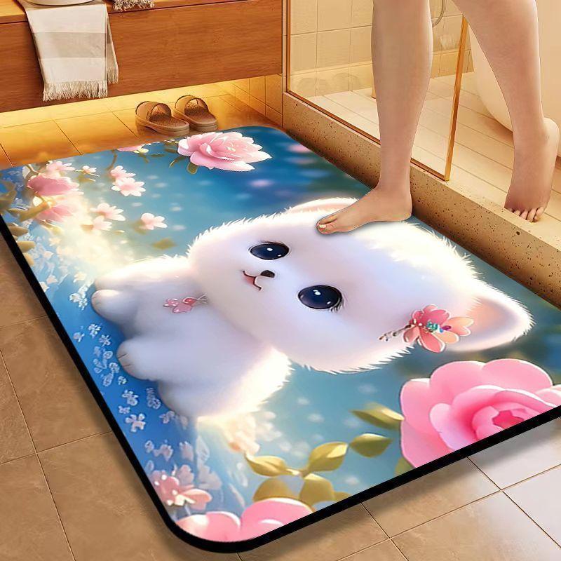 

Диатомовая грязевая впитывающая подстилка Мультяшный милый щенок Коврик для пола в ванной Туалетный коврик для двери Нескользящий придверный коврик Быстросохнущий коврик M