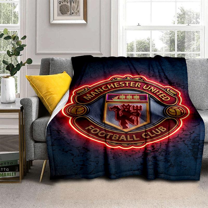 Manchester Football Club Logo Blanket Home Decor Camping Trip Nap Blanket Air Conditioning Blanket Machine Washable