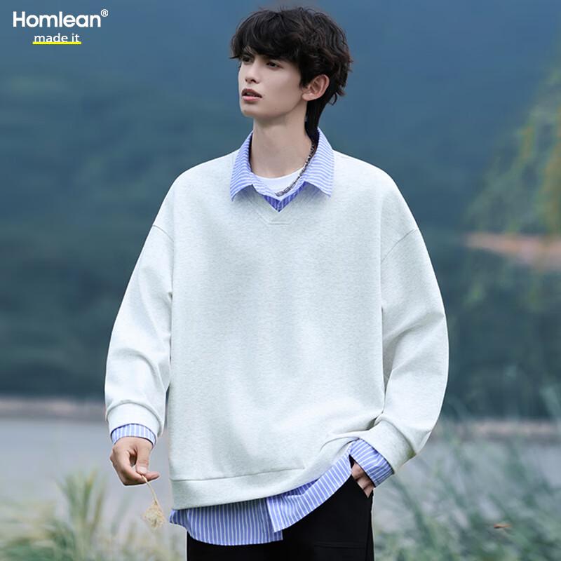 

Homlean Men s Faux Layered Striped Color-block Sweatshirt XL