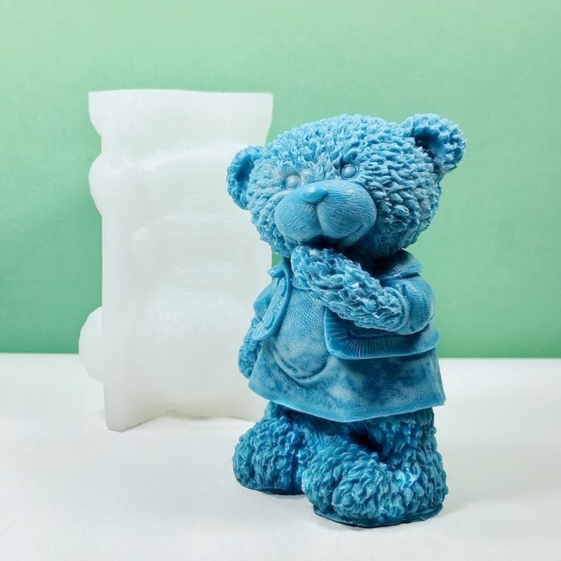 Bear Ornaments Dripping Glue Mold Diy Gypsum Ornaments Aromatherapy Candle 3d Stereo Standing Bear Candle Silicone Mold