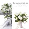 with Silk Ribbon Bridal Holding Flowers Creative Wedding Rose Bouquet  Ceremony