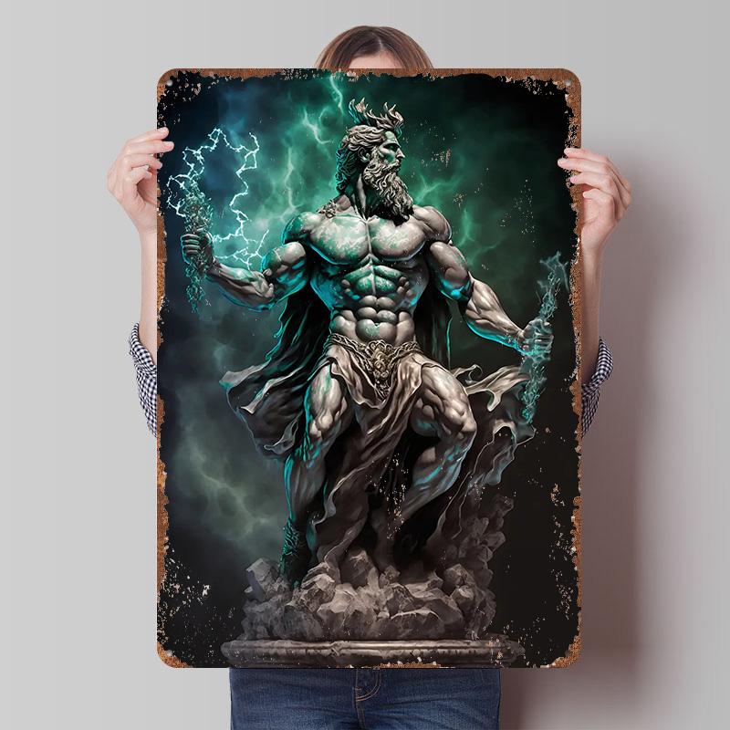Mighty Zeus Tinplate Poster Custom Wall Art Vintage Metal Signs Retro Tin Plaque for Home Decorations Living Room Decoration