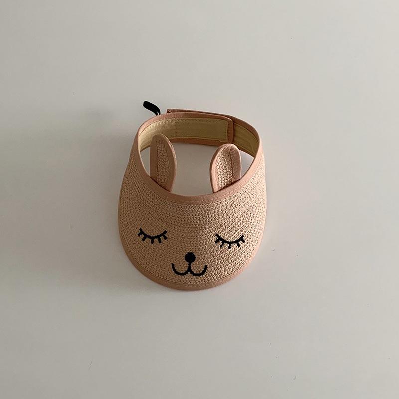 

Children s hats summer sunscreen boys and girls straw hats empty top cute super cute sunshade sun hat baby thin hat розовый