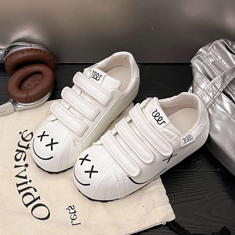 

Модная универсальная ретро уродливая милая обувь на липучках с большой головой, немецкая тренировочная обувь, женская новинка весна-осень, милая повседневная обувь Форреста Гампа 40 белый