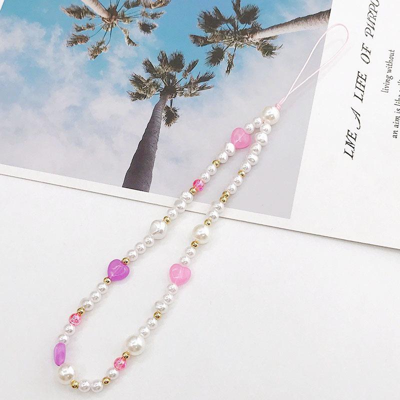 Pearl Bow Beaded Mobile Phone Lanyard Keychain Pendant Accessory