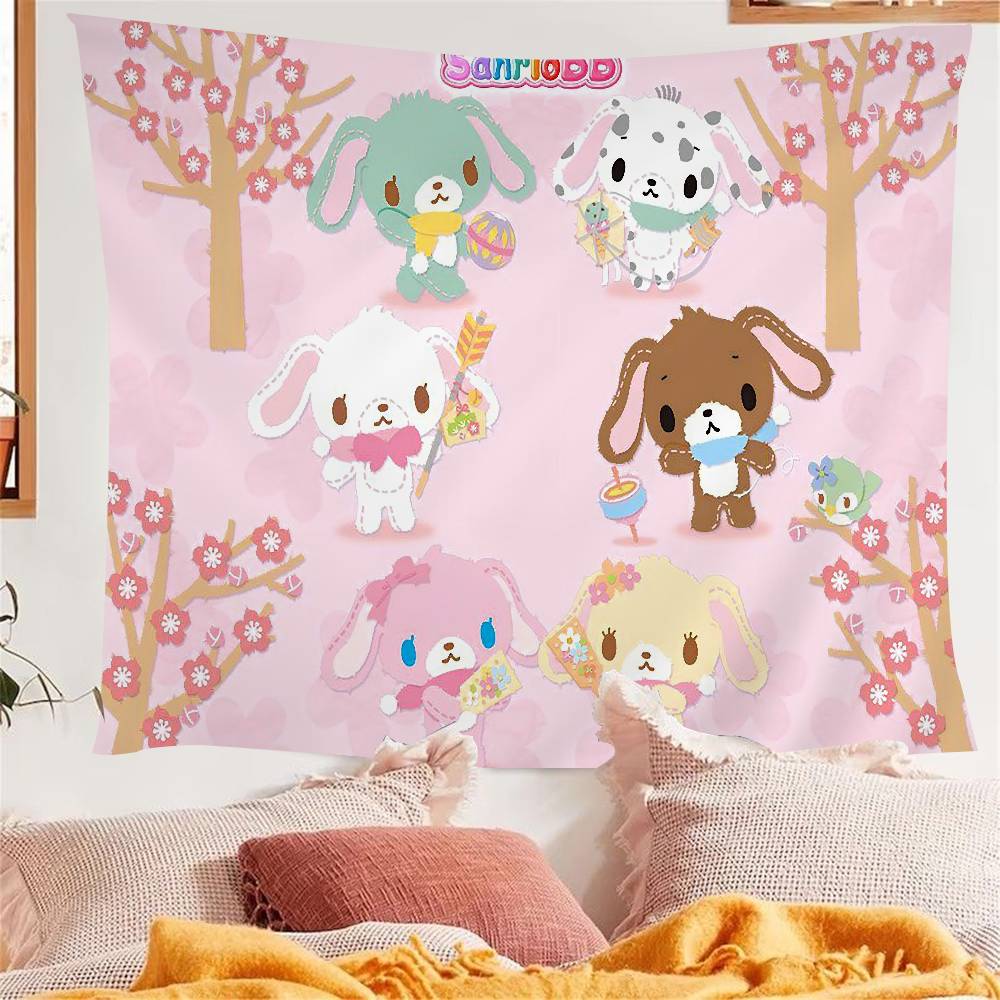 Sugar Bunnies Dreamland Carousel Anime Tapestry Hippie Flower Wall Carpets Dorm Decor Wall Hanging Home Decor