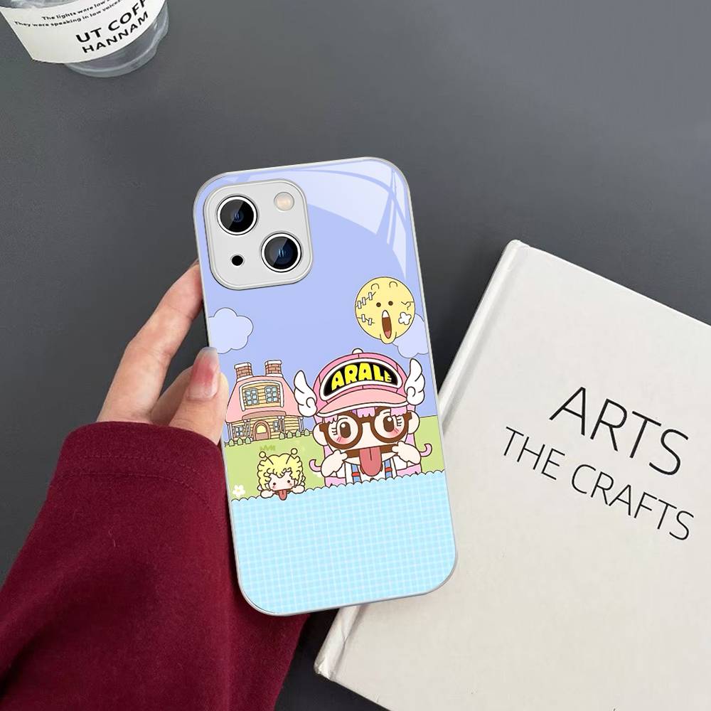 Cartoon Dr Slump Tempered Glass For Iphone 14 13 12 11 Pro Mini XS MAX 14Plus X XS XR Cover