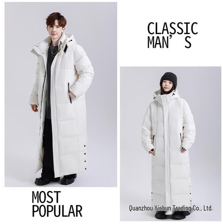 Unisex Long Goose Down Jacket Floor-Length Ultra-Warm Coat