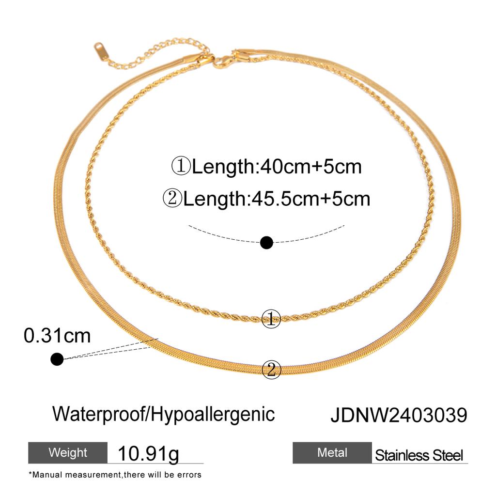 Uworld Gioielli Semplici Placcato Oro 18K Collana a Strati Catena Piatta Serpente Collana a Corda Serpente in Acciaio Inossidabile Regalo