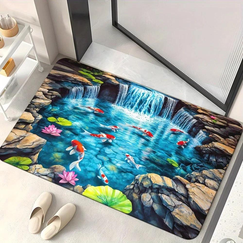 1PC Flowers Pattern Home Door Mats Kitchen Rugs Non-Slip Pop Design Bathroom Rugs Bath Mat Carpet for Home Sink Laundry Decor