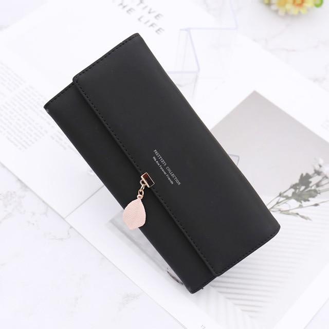 

New Leaves Women Pu Leather Wallets Female Long Purses Money Bags Phone Pocket Ladies High Quality Wallet Card Holder Clutch Female Coin Purse