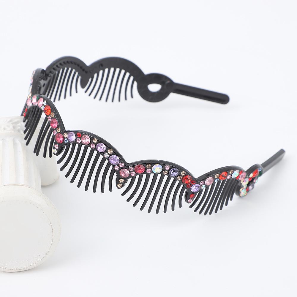 Korean Japanese Wave Bangs Clip: Rhinestone Non-slip Headband with Wide-edge Design