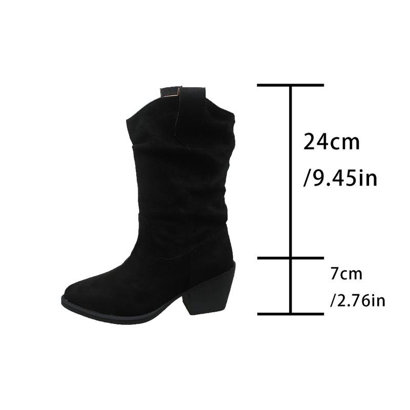 Fashion New Luxury Retro Brown Western Cowboy Long Boots Women's Fashion Mid-Calf Pointed Toe Boots Spring Autumn Winter Rubber Shoes