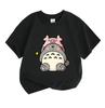 Cute Cartoon Totoro with Pig Headband Print Kids T Shirt, 100% Cotton Casual Crew Neck Short Sleeve Tee for Boys Girls Soft Breathable All-match Summe