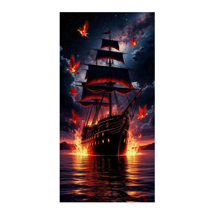 

Night Sailboat Scenery Large Size Diamond Painting Diy Full Square Round Drill Rhinestone Embroidery Mosaic Cross Stitch Kits Wall Decor Square drill 30x60cm