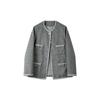 Premium gray wool small fragrant jacket women's autumn and winter French retro long tweed and cotton top