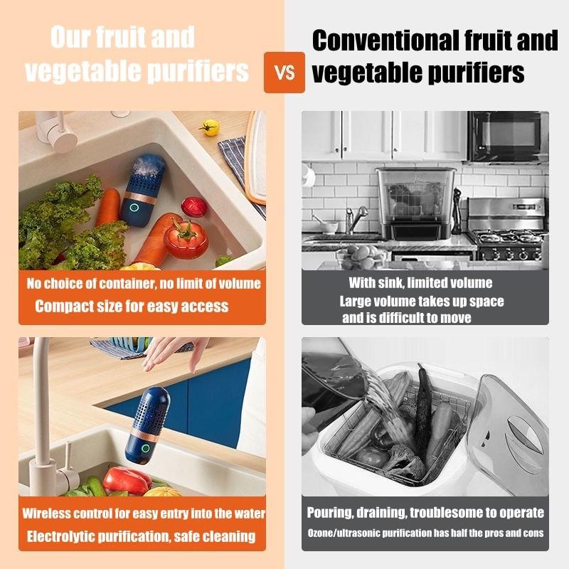 Lavadora de Frutas y Verduras Inalámbrica tipo Cápsula Hogareña Esterilización Purificador de Materiales Alimentarios Limpiador de Verduras