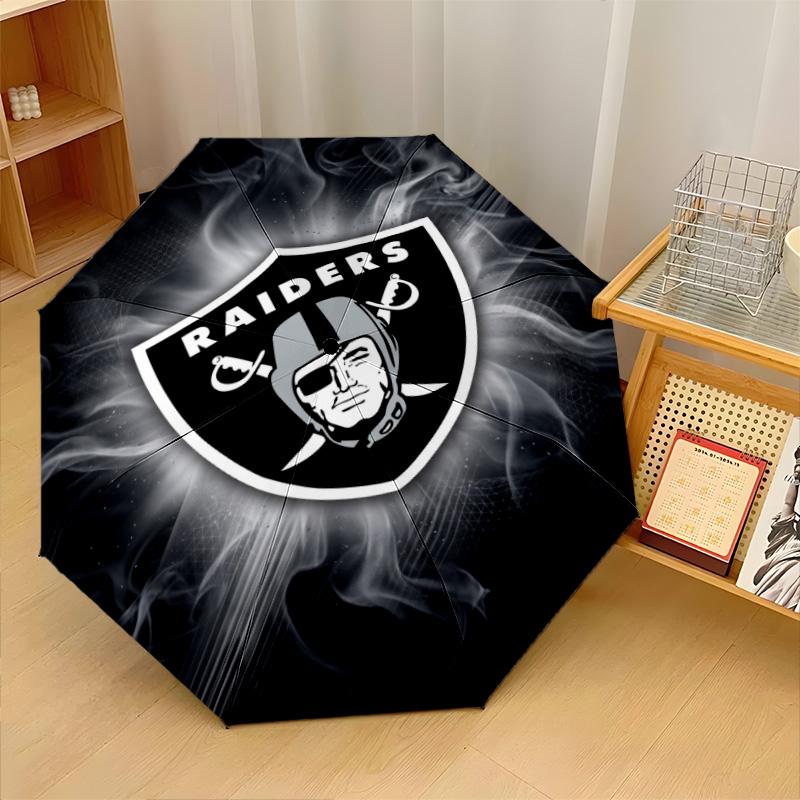 Las Vegas Raiders Print Auto 8?Ribs Folding Umbrella Wind Resistant Lightweight Automatic Umbrella For Daily Travel