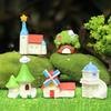 Mini House Micro Landscape Accessory Resin Miniature House Figurine Fairy Garden Ornament for Bonsai Terrarium Crafts