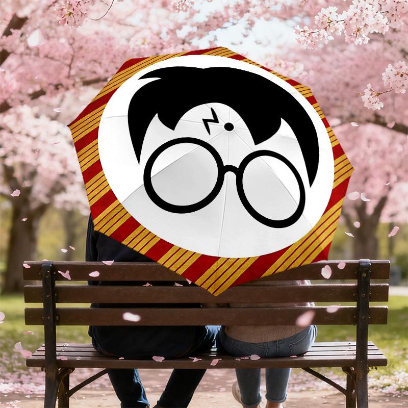 1PC Harry Potter Glasses Umbrella-8-Rib Reinforced, Automatic Open, Lightweight & Durable, Cute Fashion Accessory for Outdoor, D2710