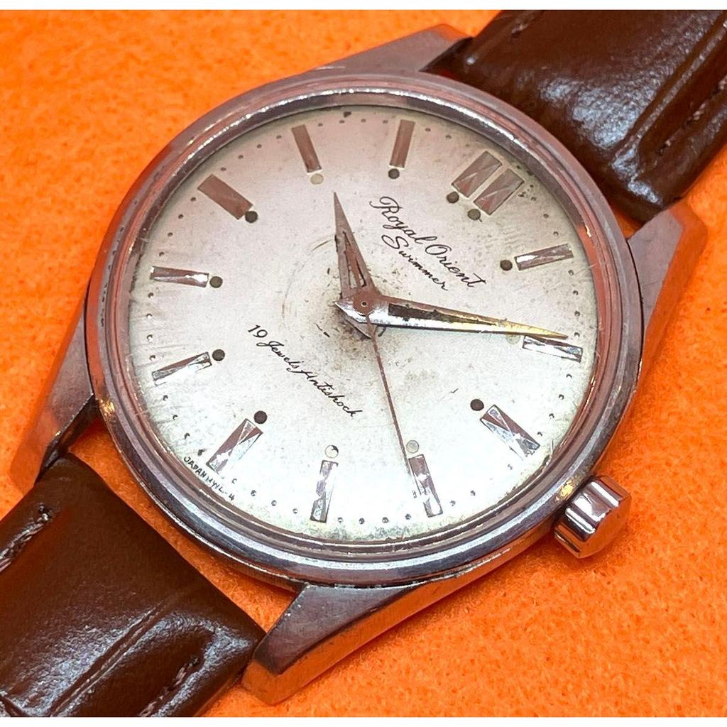 Used Vintage ROYAL ORIENT SWIMMER Hand-wound working item All stainless steel case