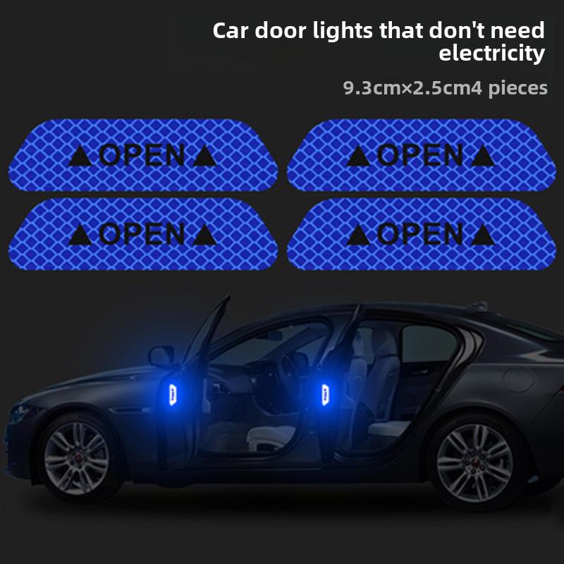 

Светоотражающие наклейки на двери автомобиля, защитные и декоративные, устойчивые к царапинам 4 pieces/pack синий