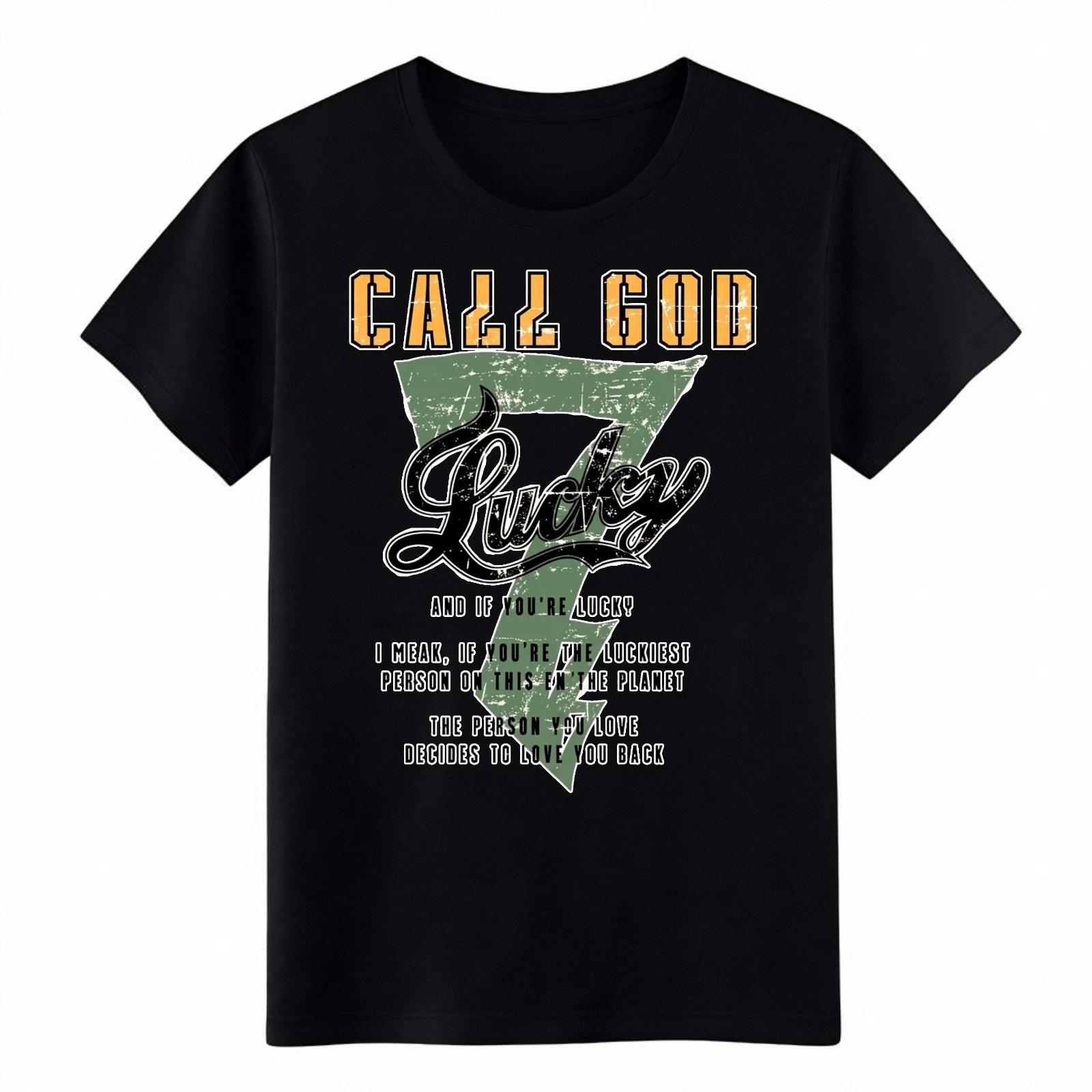 

Call God Lucky 7 Vintage Graphic T-Shirt, Retro Christian Faith Lucky Number Tee 3XL