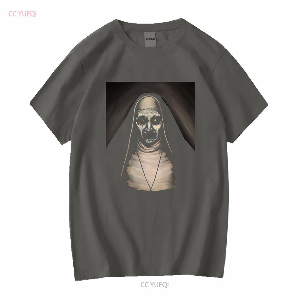 Maglietta Horror Spaventosa The Nun Valak Conjuring Fan Film Insidious Maniche Lunghe o Corte Vintage Lavata Unisex Morbida Moda