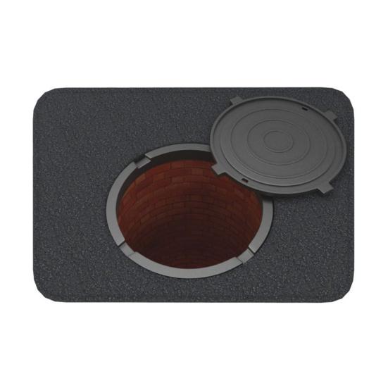 3D Bottomless Manhole Rug Optical Illusion Floor Mat Non-Slip Visual Trap Door Mat for Entrance Playroom Living Room Decoration