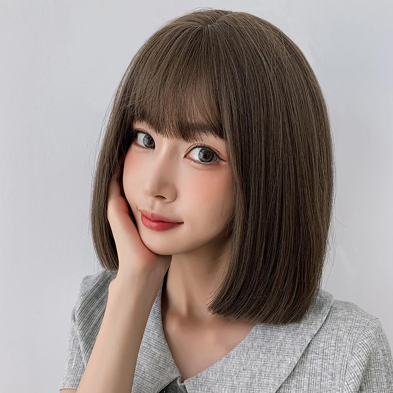 Brown Blonde Synthetic Wigs Short Straight Bob Wigs for Women Natural Heat Resistant Hair Cosplay