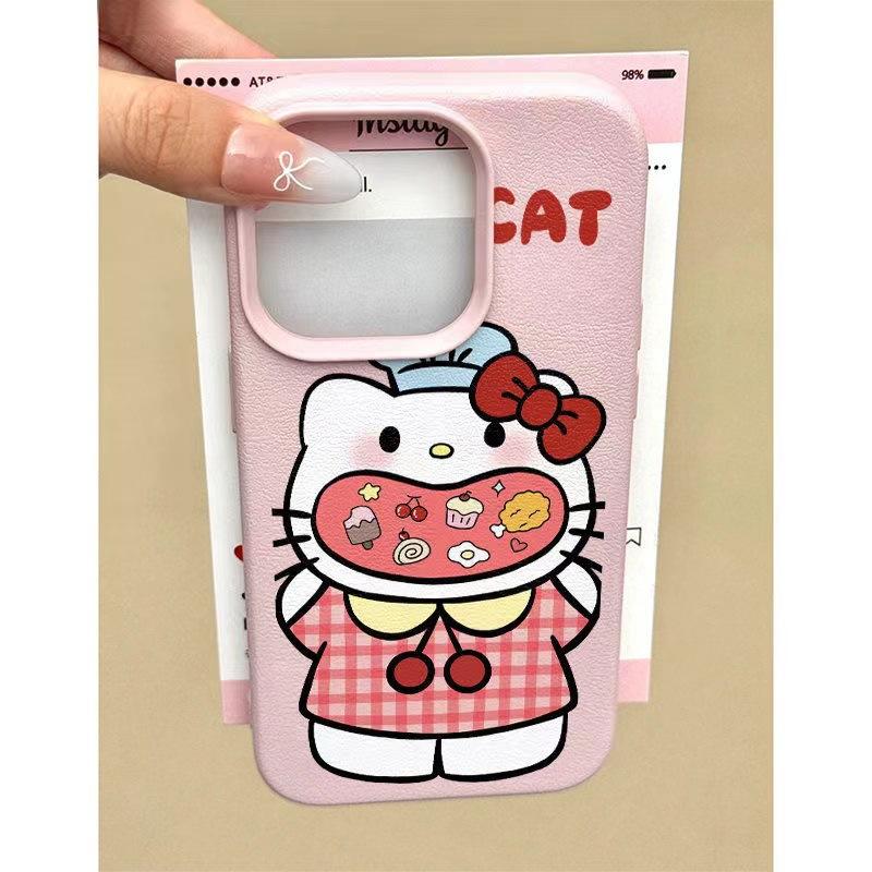 Cartoon Gluttony Katie for 15 iPhone Case iPhone14Plus Lychee Pattern 13Pro Scrub 12/11
