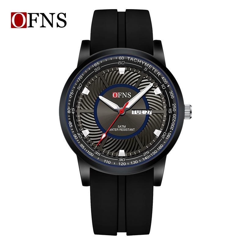 OFNS Men s Bestseller: Steel Band Dual Calendar Waterproof Quartz Watch with Luminous Display.
