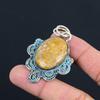 925 Sterling Silver Oval Plume Agate Stone Sister Artisan Trendy Pendant Jewelry
