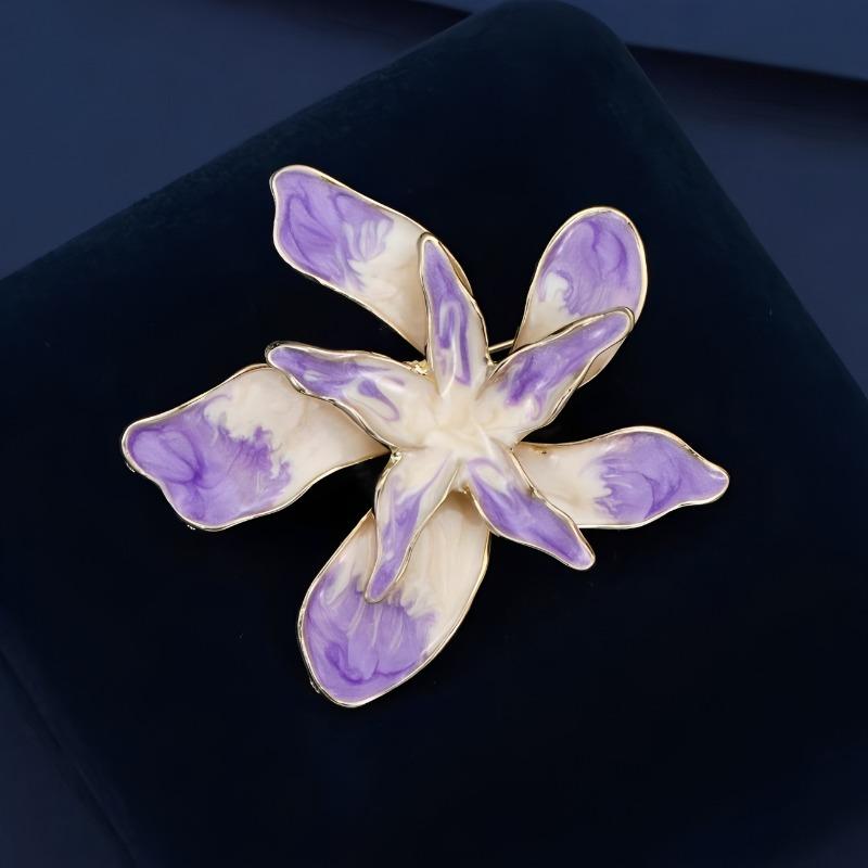 Enamel Bauhinia Flower Brooch, High-end Women's Design Sense, Niche Brooch, Luxurious and Elegant Brooch