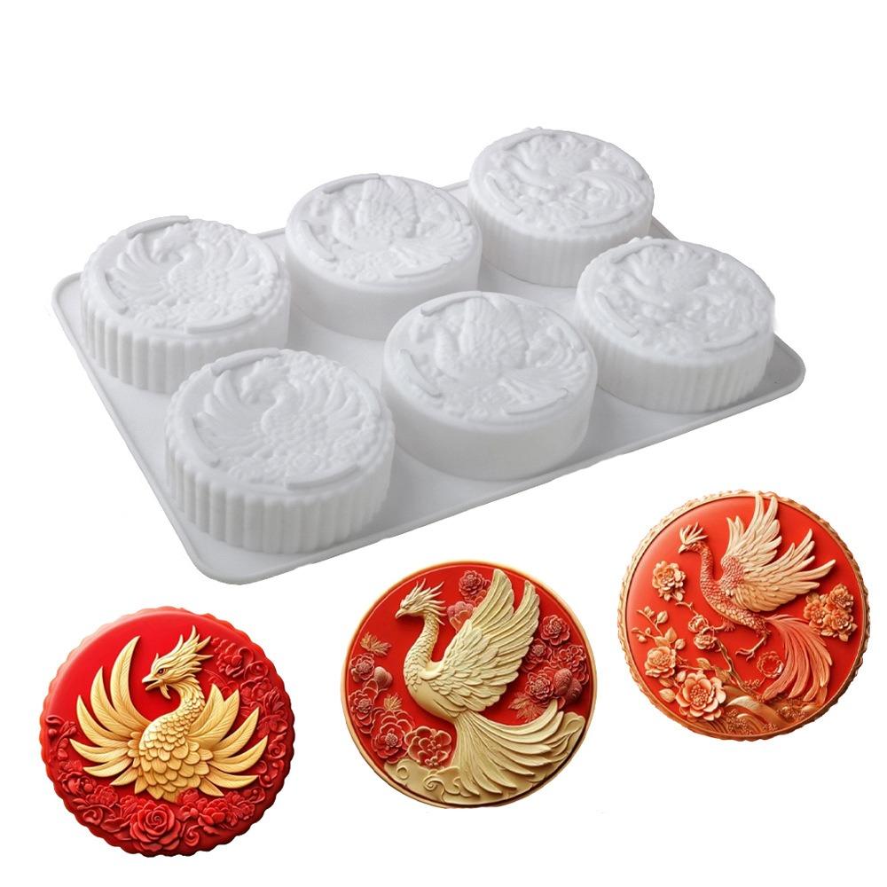Silicone Auspicious Clouds Mooncake Mold 6 Cavities Mung Bean Cake Mold Soap Mold  Kitchen