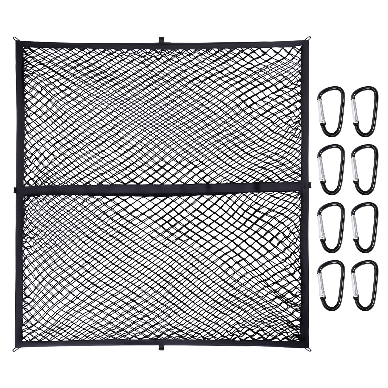 

Cargo 120x120cm x up to Double Mesh with Eight Metal Carabiner Fits Oversized and Light Prevents Cargo from Slipping and Large Easy Ideal for Roof and чорний