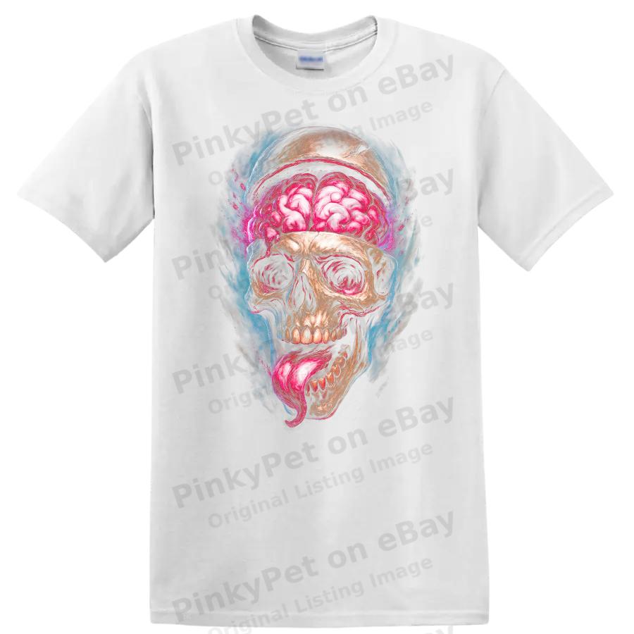 Skull Brain T Shirt Creative Graphic Art Design Cool Horror Tee