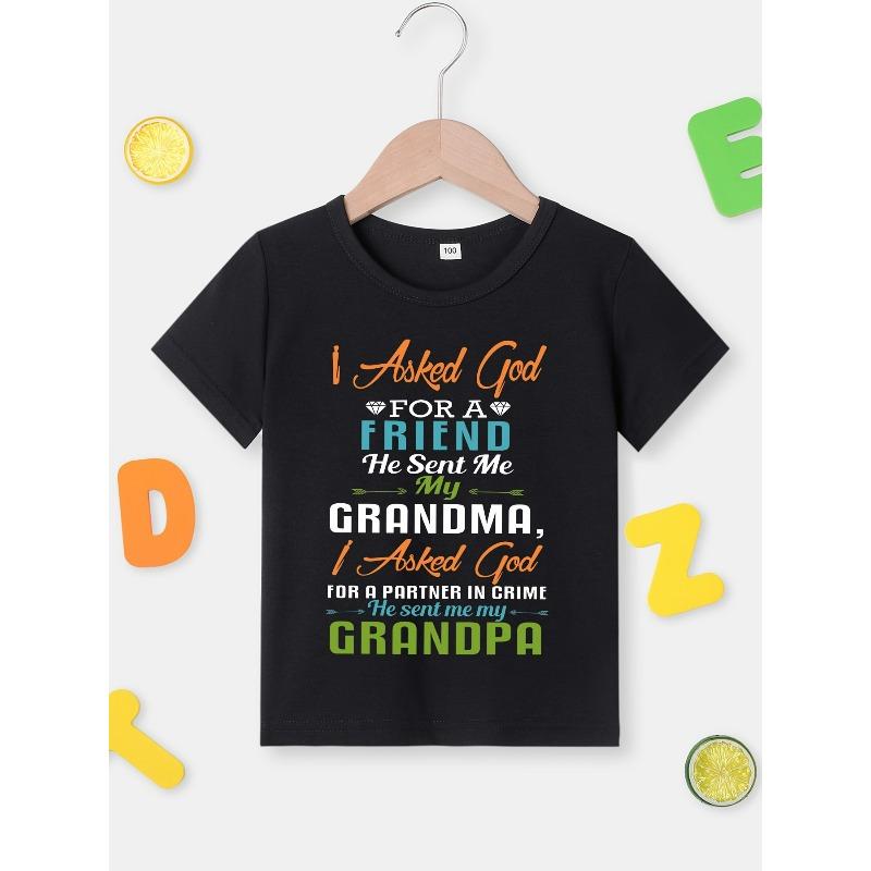 European sizes Boys Casual T-shirt I Asked God For A Friend Letter Print Short Sleeve Crew Neck Comfortable Summer Top